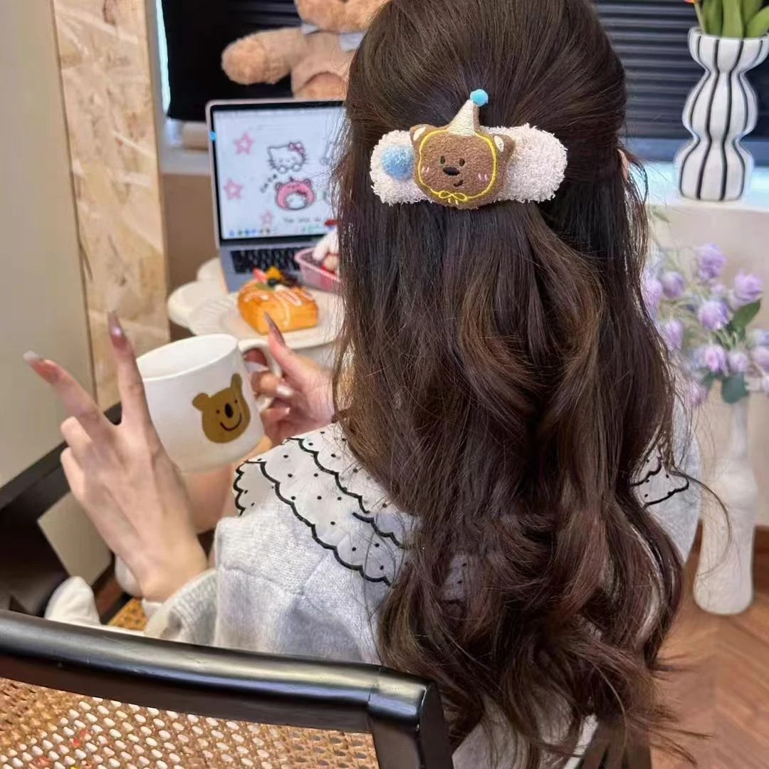 秋冬毛绒可爱发夹女新款高级感鸭嘴夹大号后脑勺盘发抓夹头饰1702
