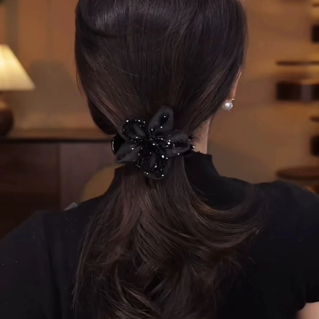 高级感时尚气质花朵丸子夹优雅马尾夹女发夹发饰头饰2244