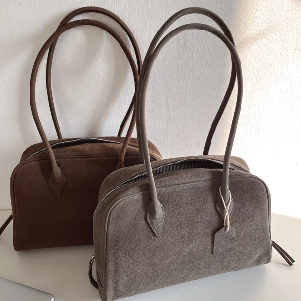 牛皮保龄球单背女包