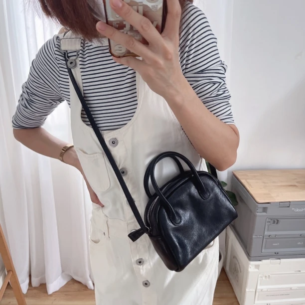 迷你真皮波士顿牛皮包迷你包单肩斜挎