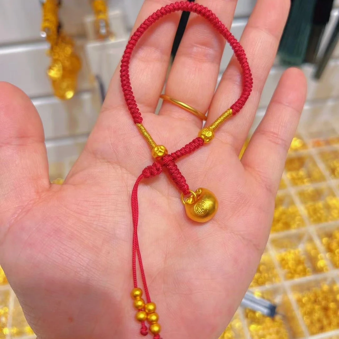 铜合金布艺手链 精工手工编绳胖福手绳时尚气质款