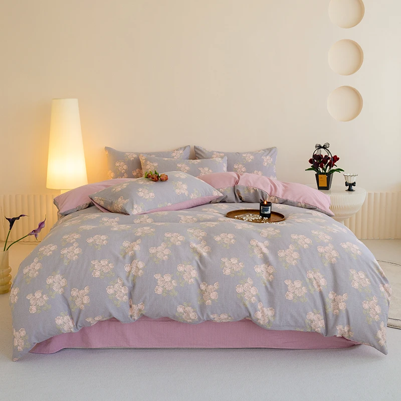 【绣球玫瑰】200*230cm轻奢柔软丝滑日用套装针织透气木棉