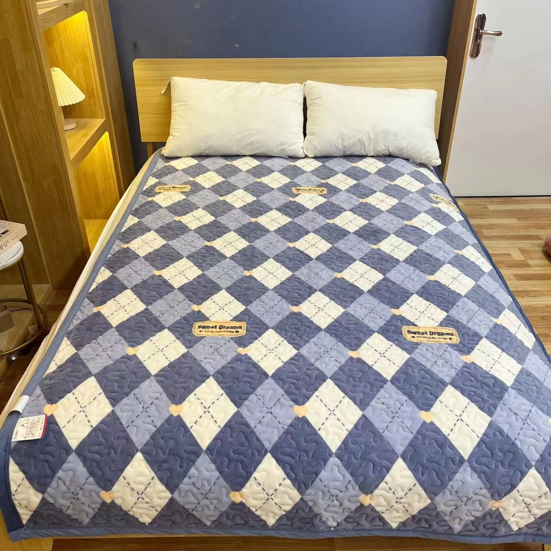 【蓝白格】150*200cm亲肤多功能可爱保暖绒布加厚宿舍双面