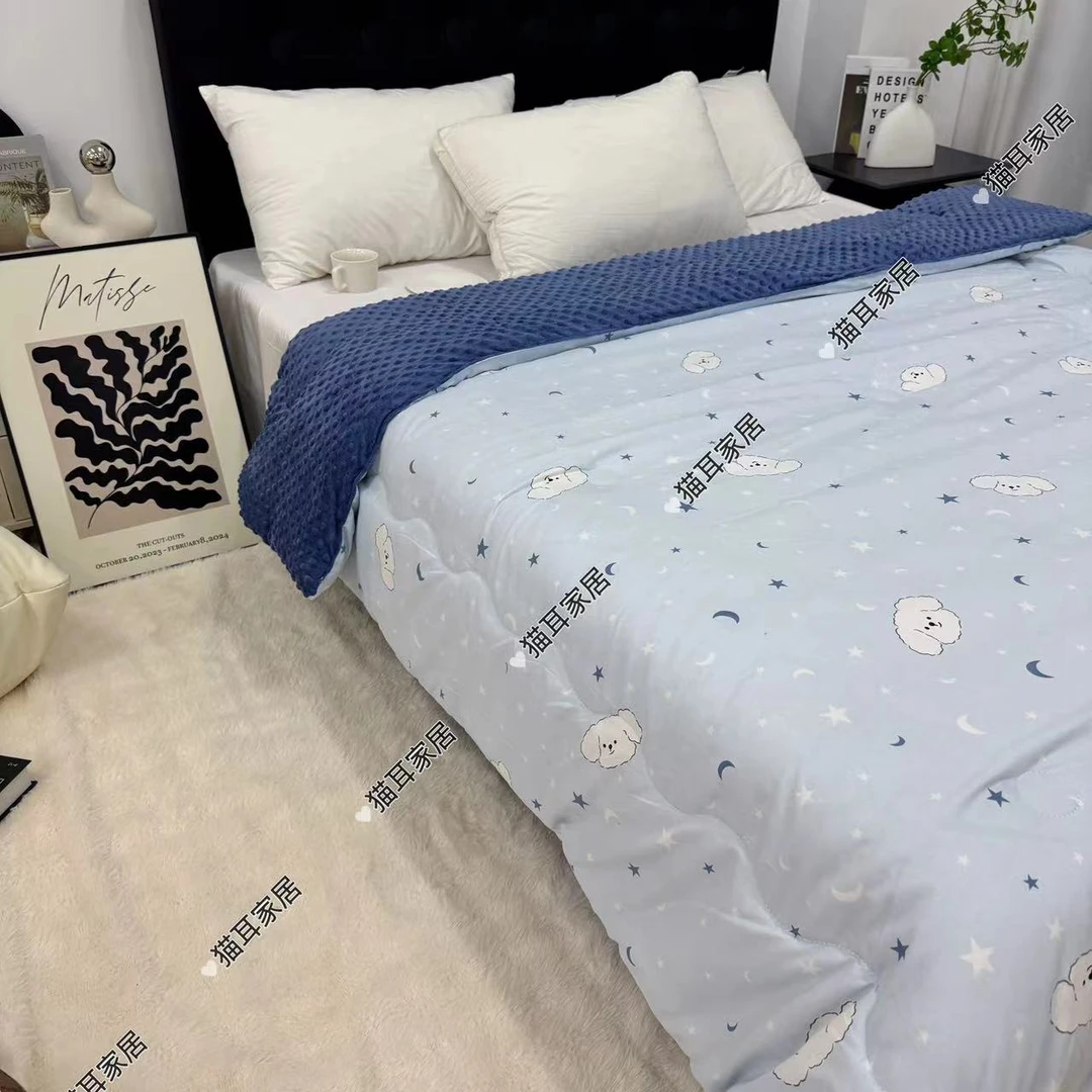 【星月汪汪】200*230cm保暖加厚豆豆绒被简约透气标准豆豆被
