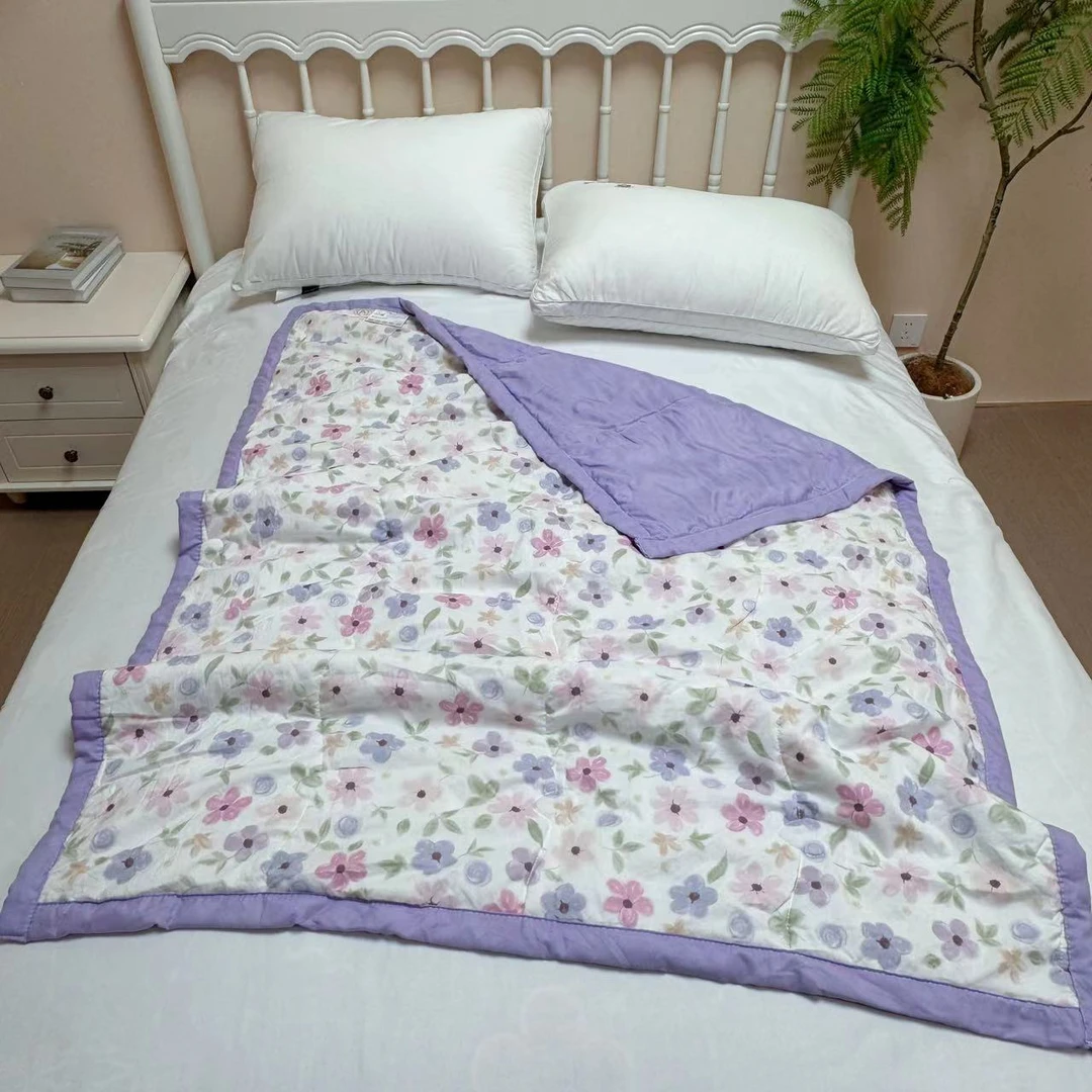 3【夏凉被-悠悠花谷】110*150cm轻奢柔软丝滑简约透气时尚日用品