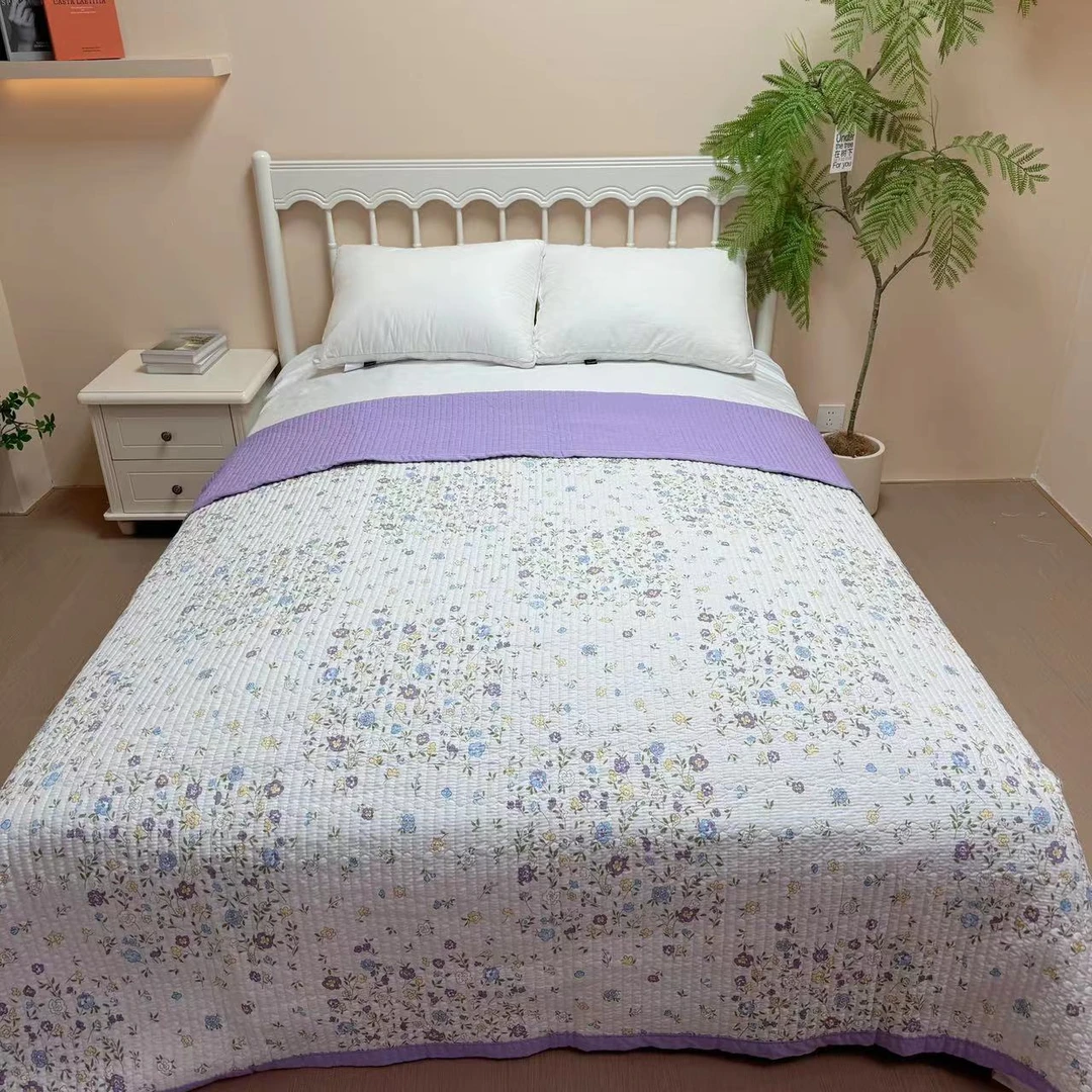 2【灿花】200*230cm亲肤多功能可爱水洗棉布加厚双面绗缝