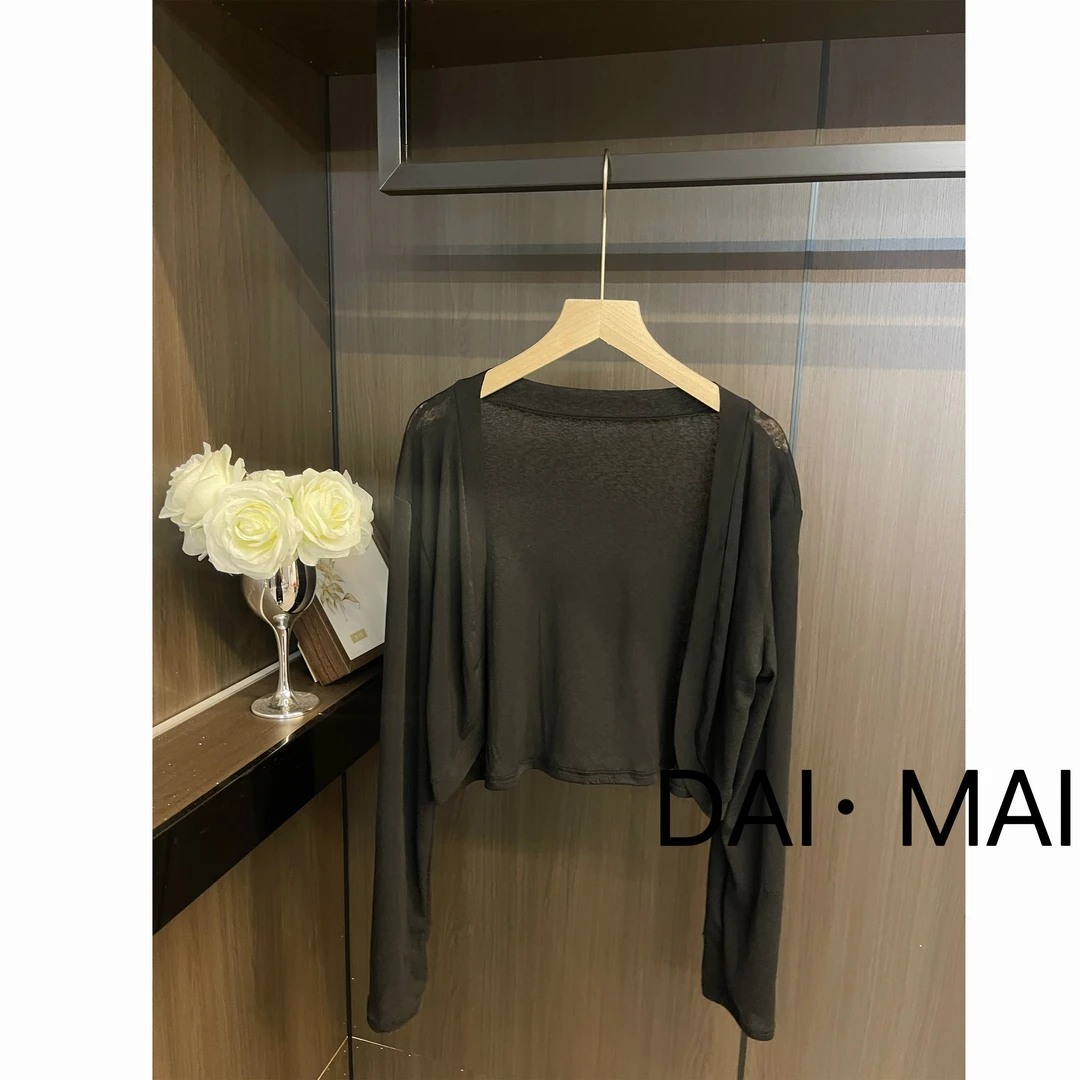 DA000# 网纱弹力 2024新款女外搭百搭薄款长袖气质时尚黑色XCTQ