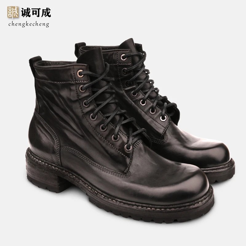 诚可成 F67高端意大利马皮皮鞋手工男鞋马丁靴