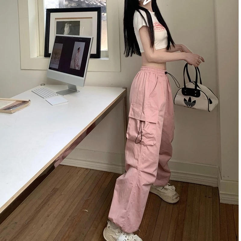 【12月现货】1919猪鼻扣松紧腰大口袋阔腿工装休闲裤