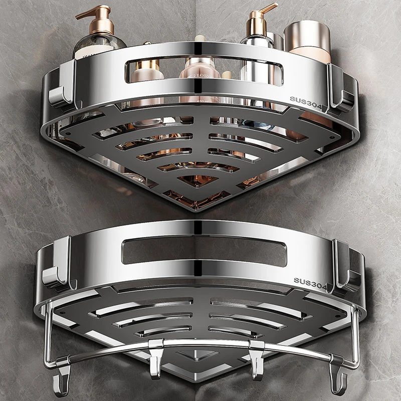 优勤304不锈钢卫生间三角置物架免打孔浴室厕所洗漱台转角收纳架