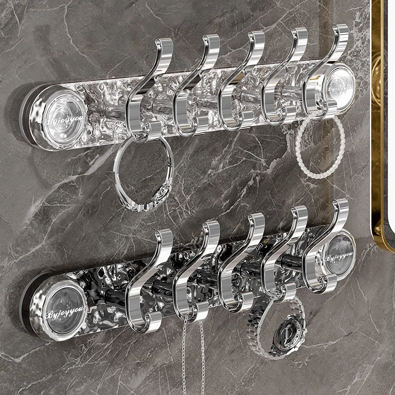 轻奢吸盘挂钩强力浴室卫生间门后免打孔旋转毛巾一排壁挂式置物架