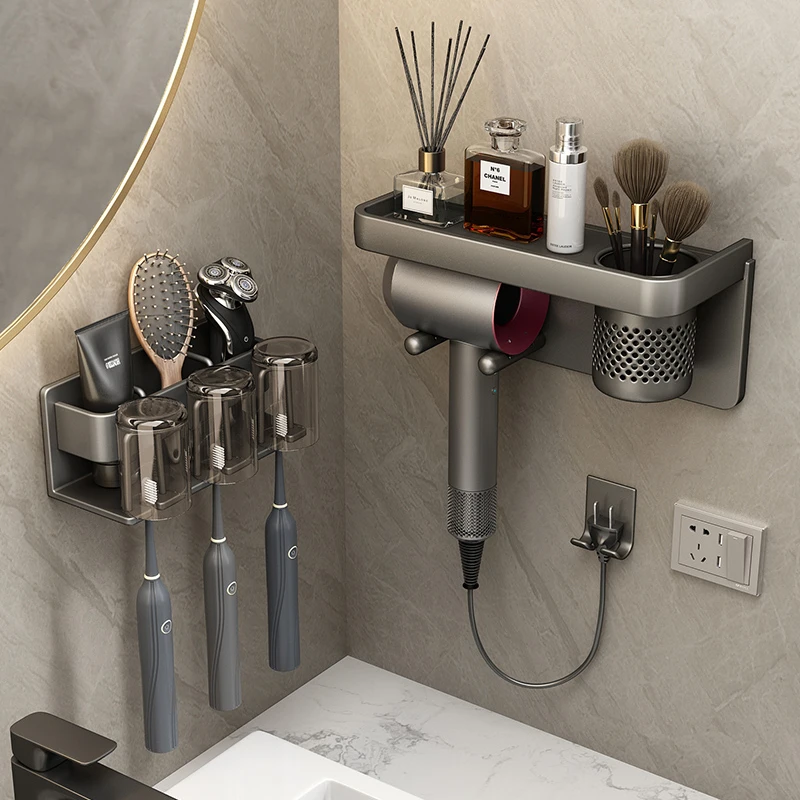 牙刷置物架免打孔壁挂式漱口杯卫浴置物架刷牙杯卫生间高档牙刷架