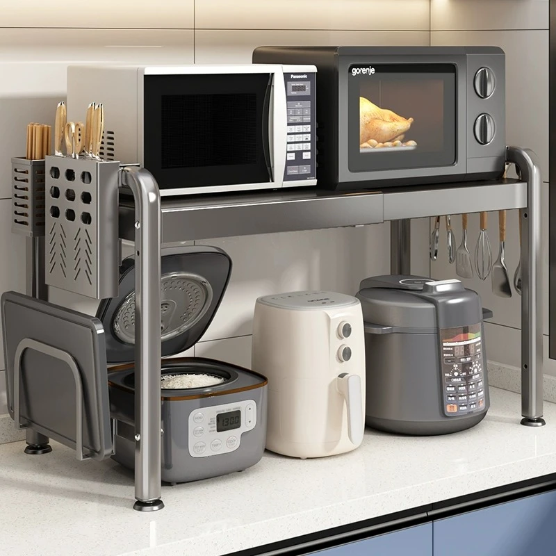 微波炉置物架厨房台面多功能烤箱架子家用放电饭煲锅一体支架收纳