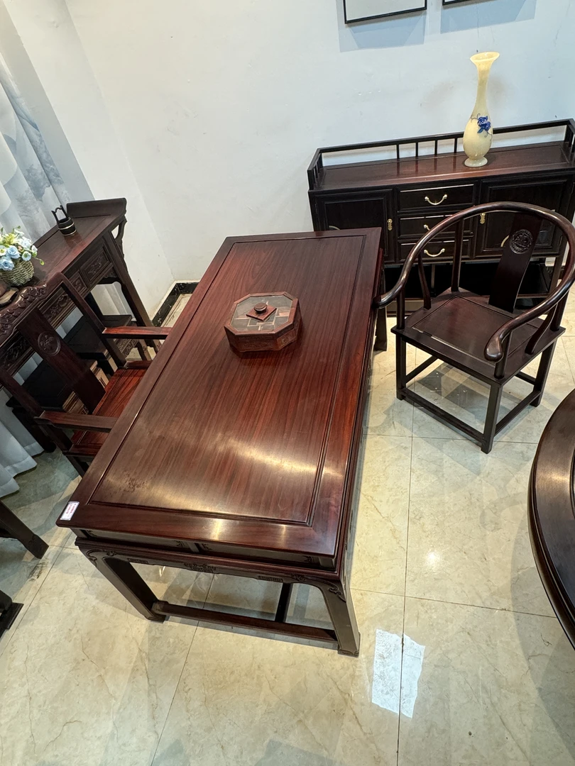 茶台：办公桌茶桌东非酸枝木实木榫卯结构茶台