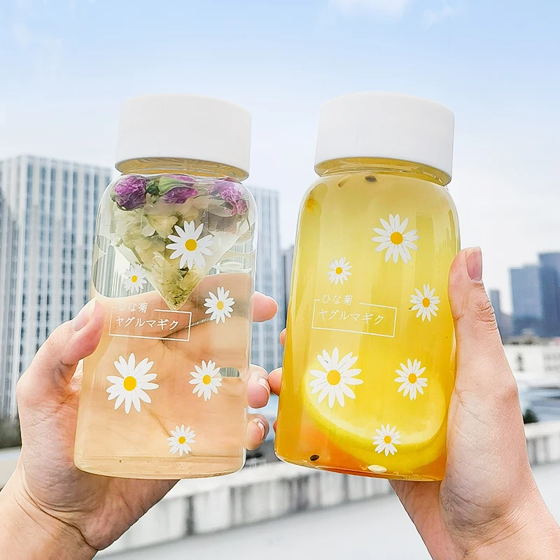 杏林草堂小雏菊玻璃水杯网红可爱茶杯简约便携清新少女心创意水杯