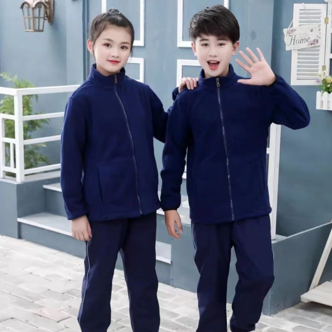 男童摇粒绒外套秋冬款珊瑚绒上衣抓绒开衫卫衣儿童加绒校服加厚