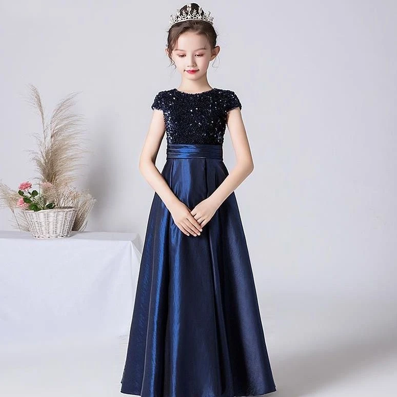 儿童钢琴演奏礼服高端女公主演出礼服裙女童主持表演演出服中大童