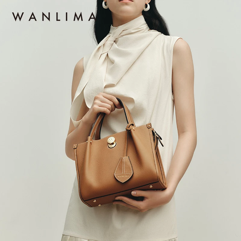 万里马2024年轻奢凯莉包牛皮手提通勤包真皮高级感律师包多规格