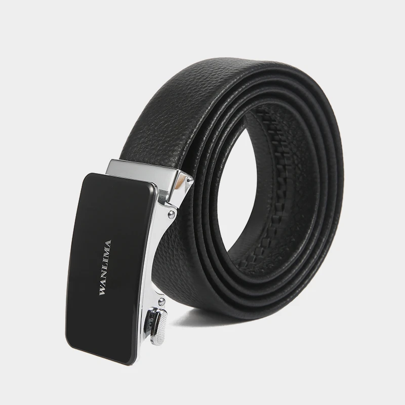 万里马新款真皮自动扣男士皮带腰带高端牛皮高档商务裤带男款