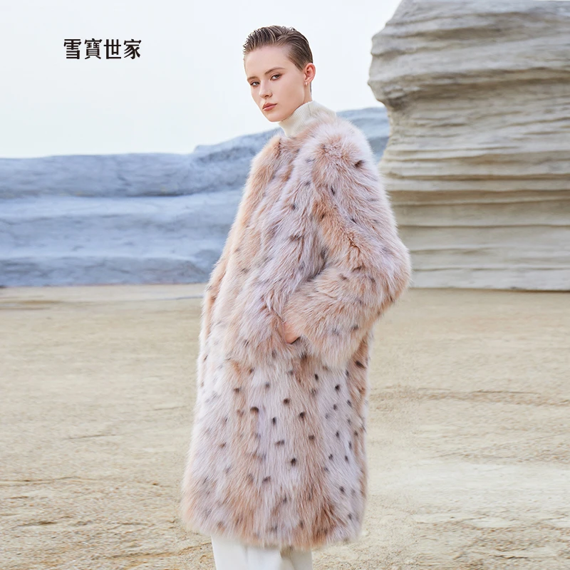 山猫图案系列！ 进口芬兰狐狸毛外套女时尚减龄年轻毛毛网红大衣53