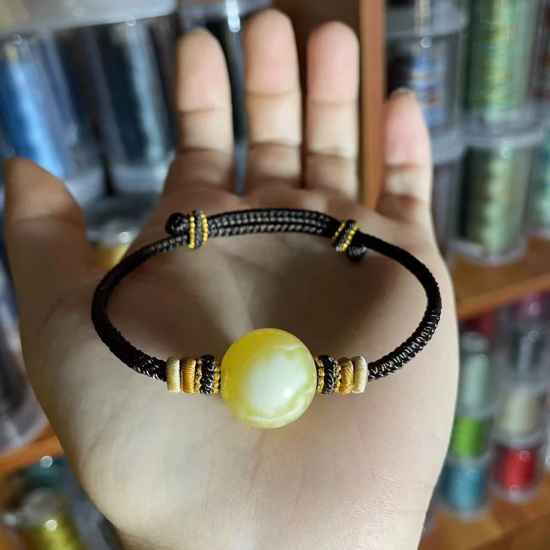 【大小姐珠宝】天然蜜蜡16m+纯手工精编手绳手链珠宝玉石