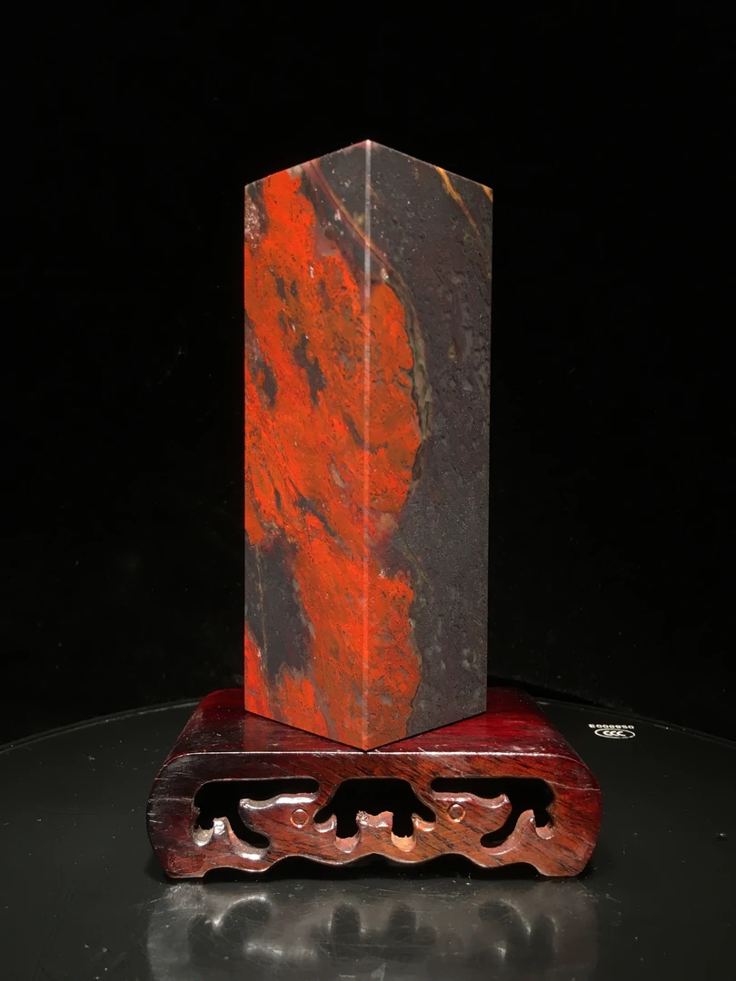 桂林鸡血玉石印章直播二号链接全手工龙纹