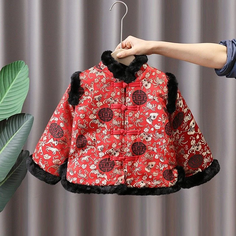 男童唐装外套冬拜年服宝宝新年装中国风童装儿童加绒过年衣服上衣