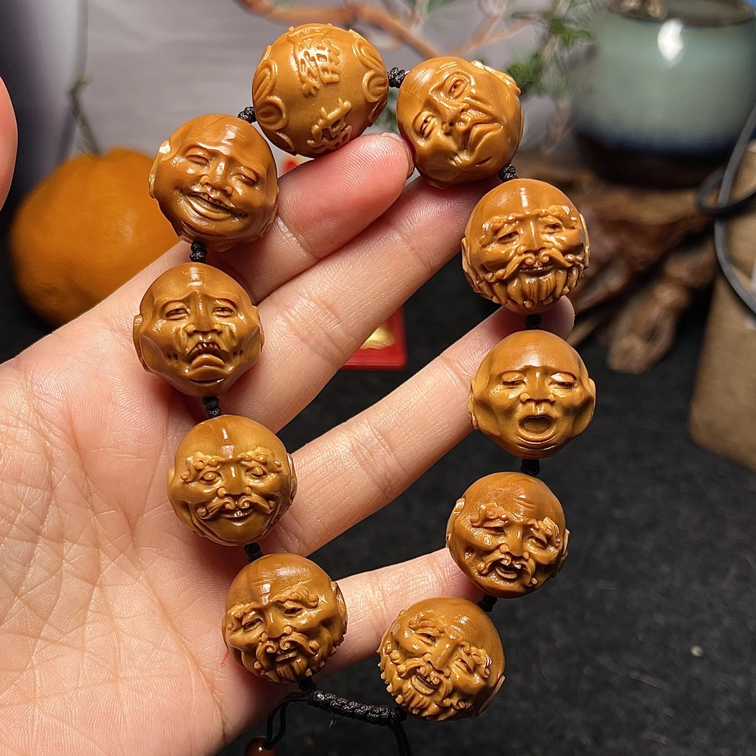 2.1须派十八罗汉橄榄核雕刻手串佛珠手链文玩工艺品