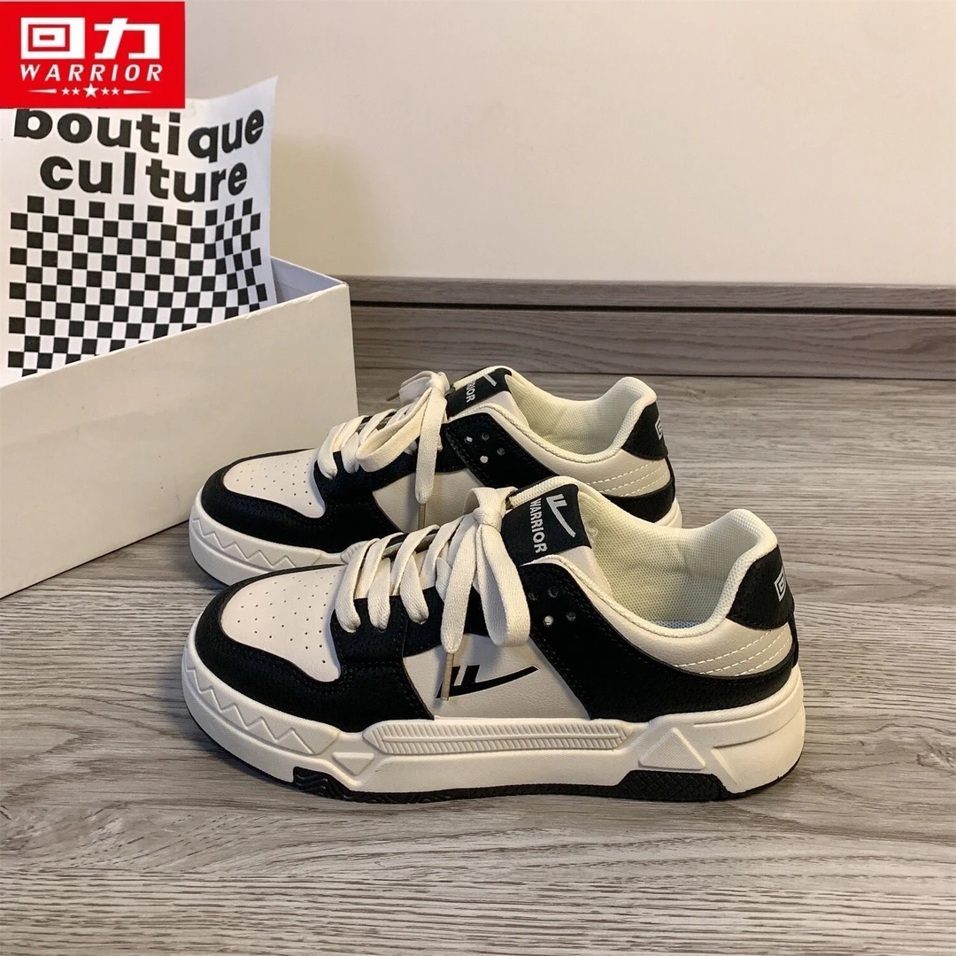 回力厚底黑白板鞋女春秋季学生休闲百搭复古小众韩版小白鞋子ins