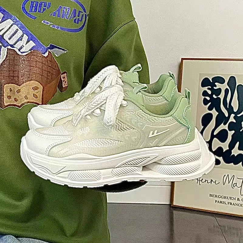 回力女鞋春季轻便运动鞋厚底跑步透气飞织老爹鞋薄款百搭休闲潮鞋