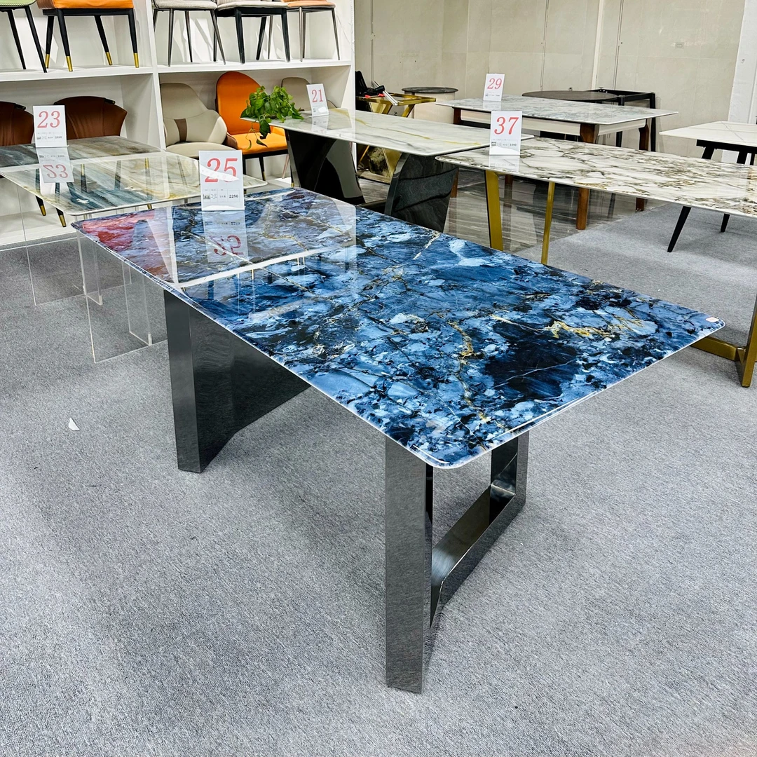 高端轻奢天然大理石长方桌意式极简奶油新中式餐厅餐桌