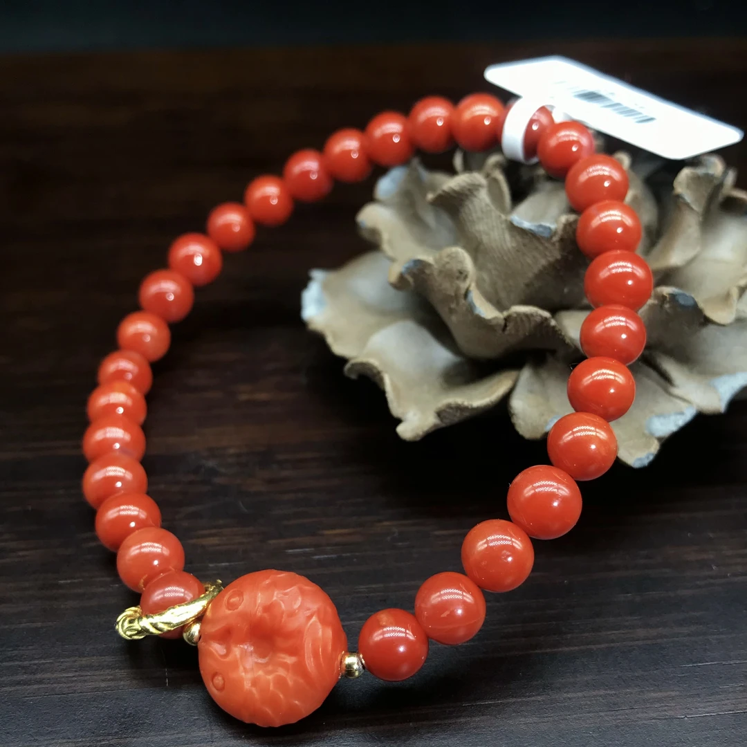 【小雪】南红四川瓦西DIY双鱼扣精美百搭手串4-5mm（不含证书）