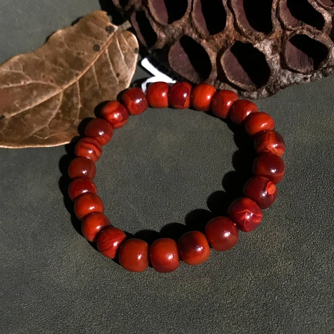 【小雪】南红瓦西牛血红老型百搭手串9mm