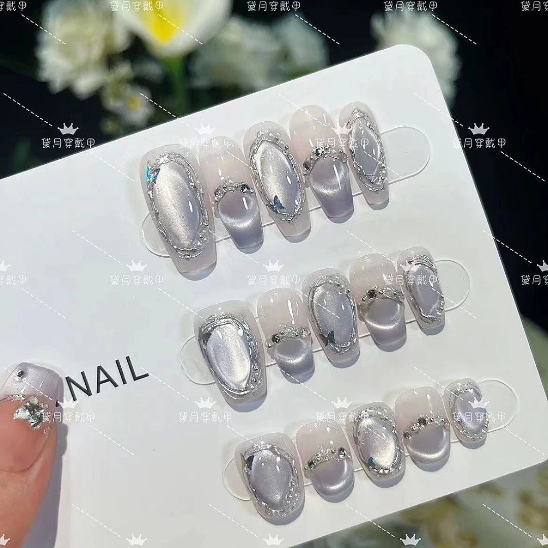 【海洋之瞳】纯手工穿戴甲高级轻奢穿戴式美甲贴长款显白百搭美甲