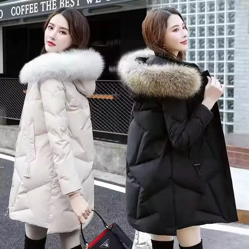 波司澄羽绒服女中长款2023冬新款时尚显瘦白鸭绒大毛领加厚保暖外