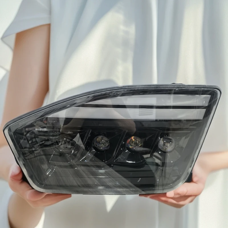 适用欧曼EST大灯总成福田H5超亮led黑金改装四透镜激光前照前大灯