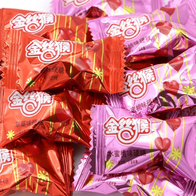 金丝猴草莓味硬糖水果糖水蜜桃味喜糖结婚婚庆什锦糖满月年货乔迁