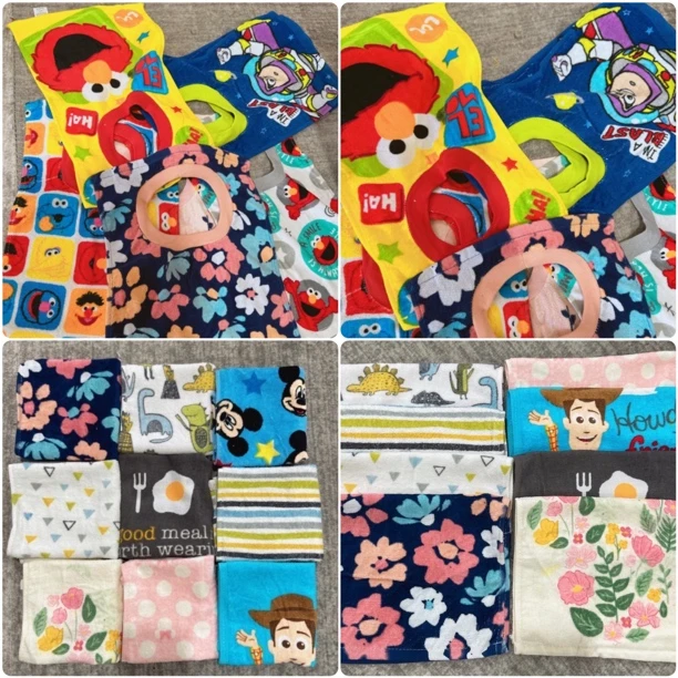 棉质围兜+棉质小毛巾组合装  不挑微瑕有线头 一共发10条