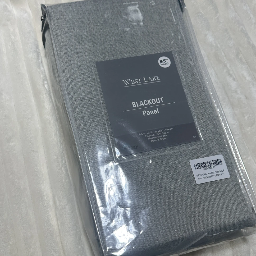 《小华外贸》#95挂钩款：约90x237 灰色亚麻全遮光窗帘 发一对