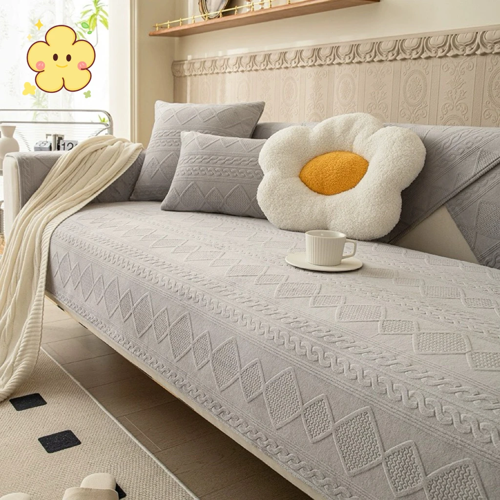 《小华外贸》约110x180 灰色牛奶绒雕花防滑沙发垫 发一张 微脏