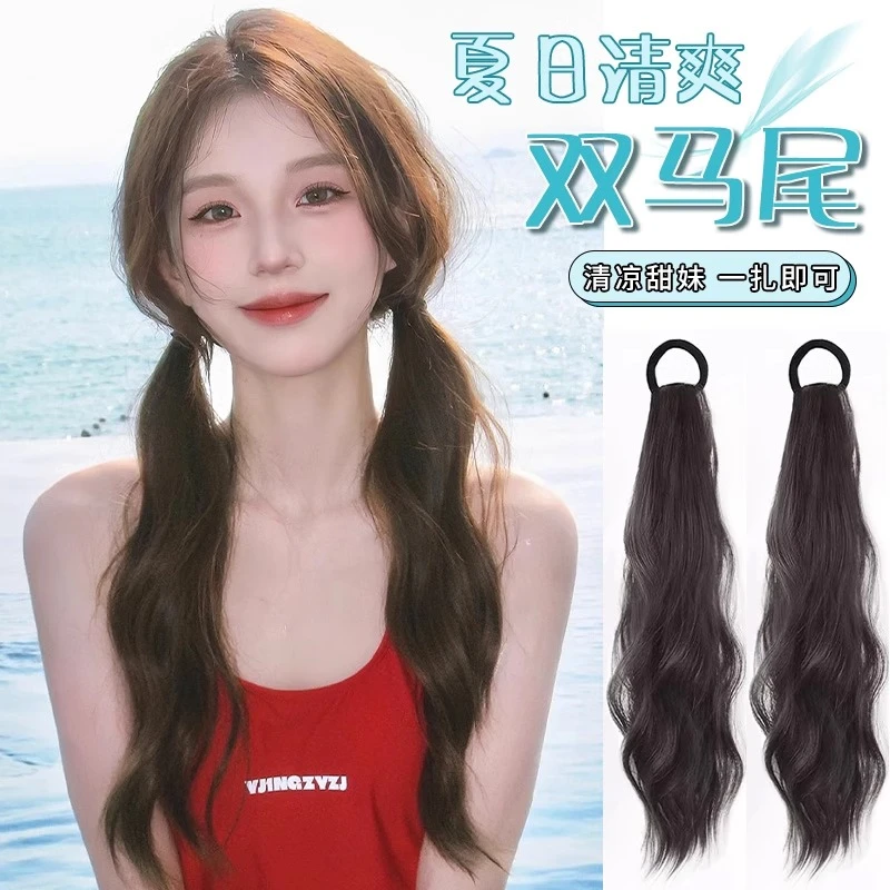 浩硕发圈微卷蓬松仿真发女长卷发绑带式低马尾高颅顶拳击辫麻花辫