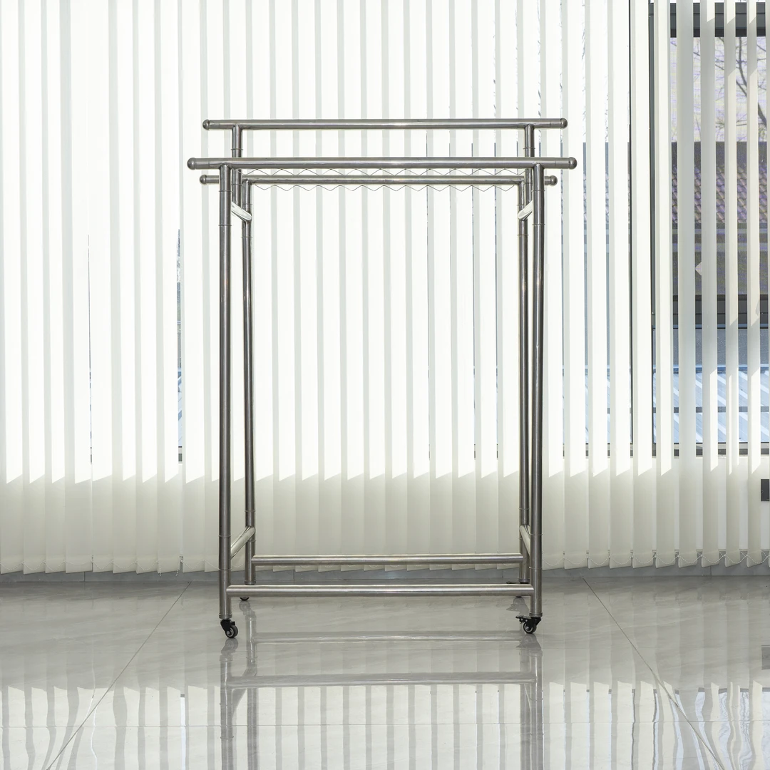 201无磁不锈钢加厚款能折叠收纳置地晾衣架室外晒衣架（卷边款）