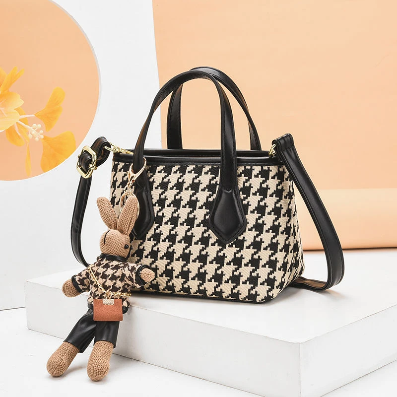 千鸟格包高级感可爱女生包包2025新款潮时尚百搭单肩斜挎包小方包
