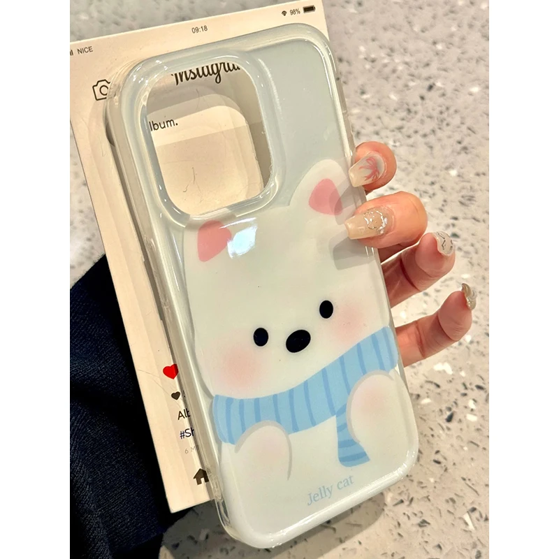 冬日围巾西高地适用苹果15promax手机壳iPhone16/14创意13/12可爱