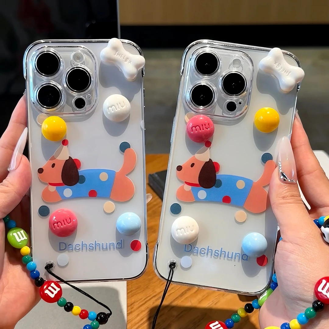 雅天立波点腊肠狗适用iPhone13/15苹果14华为PC手机壳vivo小米ppo