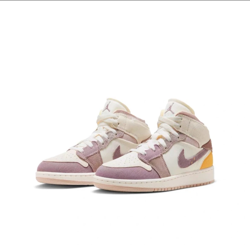 Nike/耐克Jordan 1MID复古时尚运动鞋AJ1中帮GS女款棕白DZ4466102