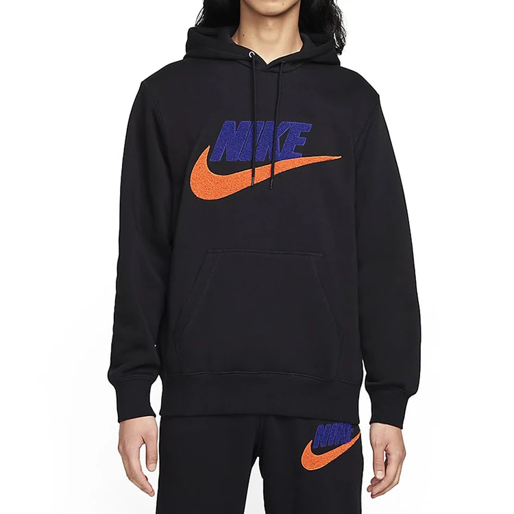 NIKE/耐克Club Fleece 字母Logo印花长袖连帽卫衣男款黑FN3105010