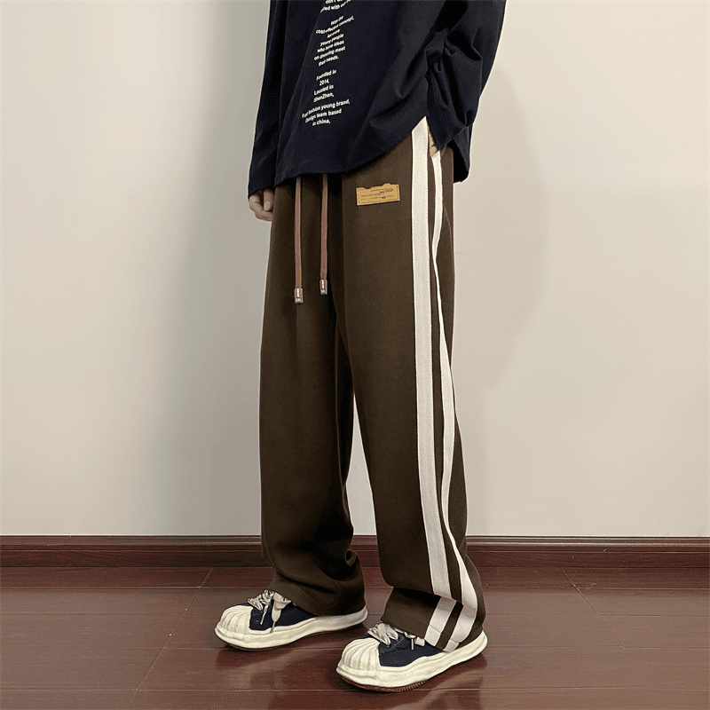 蔺涵 裤子男秋冬直筒休闲裤纯色百搭潮牌宽松阔腿卫裤美式高街运动长裤