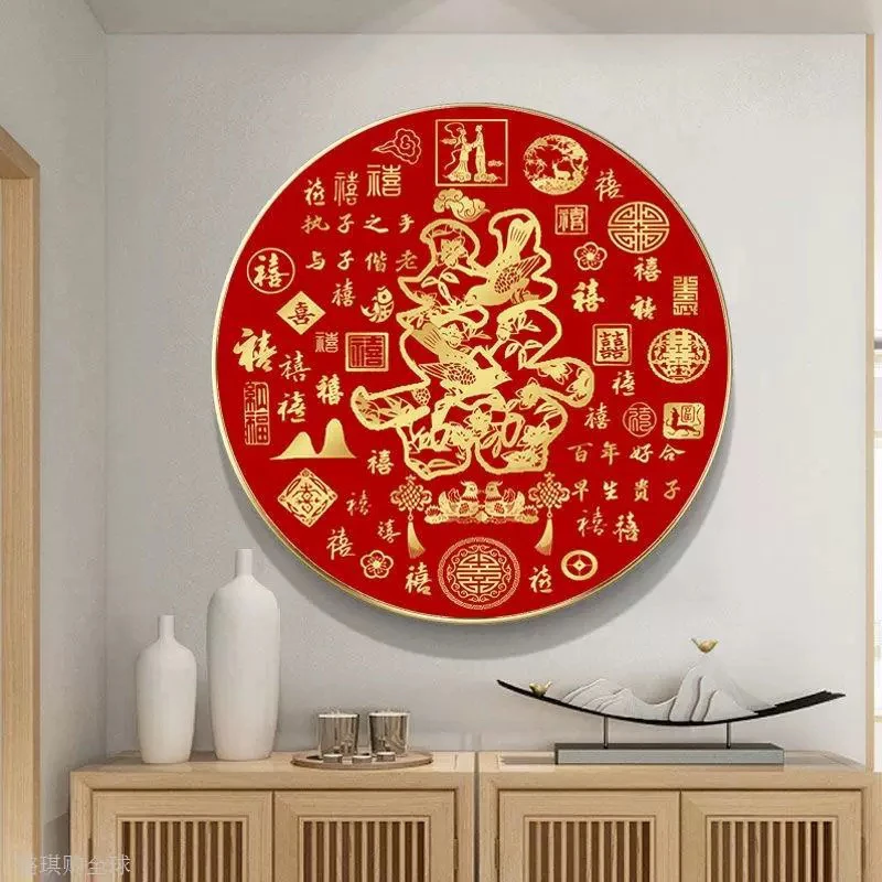 纯手工绣好的十字绣成品487百喜图装饰画