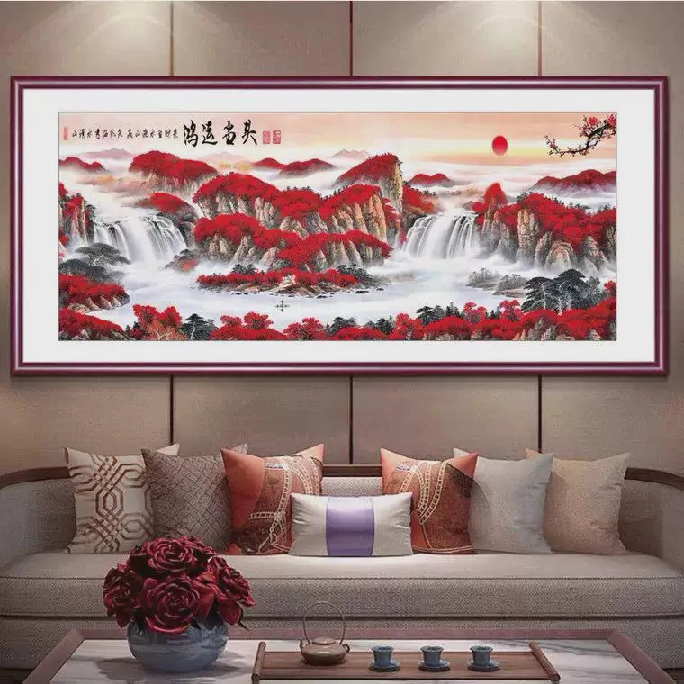 2米中格2141纯手工绣好的十字绣成品22389经典鸿运当头装饰画